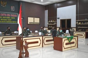 Kasrem 043 Gatam Vicon Dengan Pangdam II/SWJ, Bahas Operasi Penegakan Disiplin Protkes dan Vaksinasi Nasional