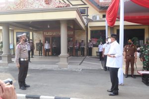 Anggota Yon B Pelopor Hadiri Apel Ops Ketupat 2021 di Polres Lampung Tengah