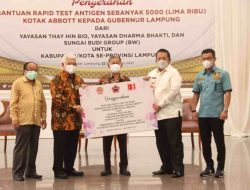 Gubernur Arinal Terima Bantuan 5000 Rapid Test dari Yayasan Thay Hin Bio, Yayasan Dharma Bhakti, dan Sungai Budi Group