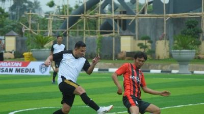 Polda Lampung Libas Insan Pers 3-1 dalam Pertandingan Persahabatan Mini Soccer