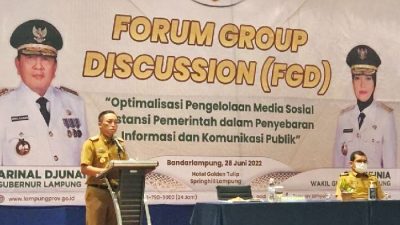 Dinas Kominfotik Gelar FGD Admin Medsos Seluruh Instansi Lingkungan Pemprov Lampung