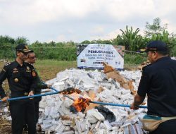 Bea Cukai Bandar Lampung Lakukan Pemusnahan Rokok Ilegal Potensi Rugikan Negara Rp16,6 Miliar