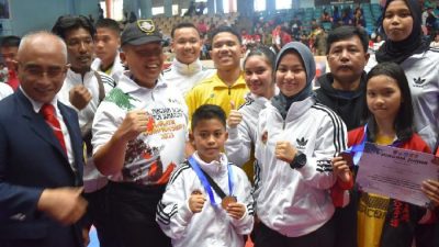 Atlet Karate Korem 043 Gatam Juara Umum Ajang KKI Open Sumatera Championship 1 2023 Piala Pangdam II/Swj