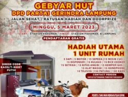 Jalan Sehat Bertabur Hadiah, Elly Wahyuni Ajak Masyarakat Lampung Meriahkan HUT ke-15 Partai Gerindra