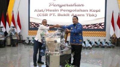 Pemprov Lampung Menerima Bantuan Mesin Pengolahan Kopi dari PT Bukit Asam