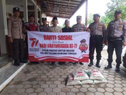 Polsek TBT Jelang HUT Bhayangkara Ke 77 Bagikan Bansos ke Pondok Pesantren Tahfidz Qurainic Center