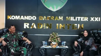 Walikota Bandar Lampung Eva Dwiana melakukan kunjungan silaturahmi ke Komando Daerah Militer (Kodam) XXI Raden Inten pada Jumat (10/10/2025).