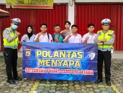 Satlantas Polres Lampung Utara Gelar Polisi Menyapa di Jalan Alamsyah, Edukasi Keselamatan Berlalu Lintas