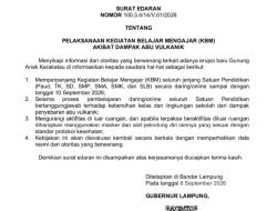 Breaking News! GAK Masih Erupsi, Pemprov Lampung Perpanjang Sekolah Daring Hingga Kamis
